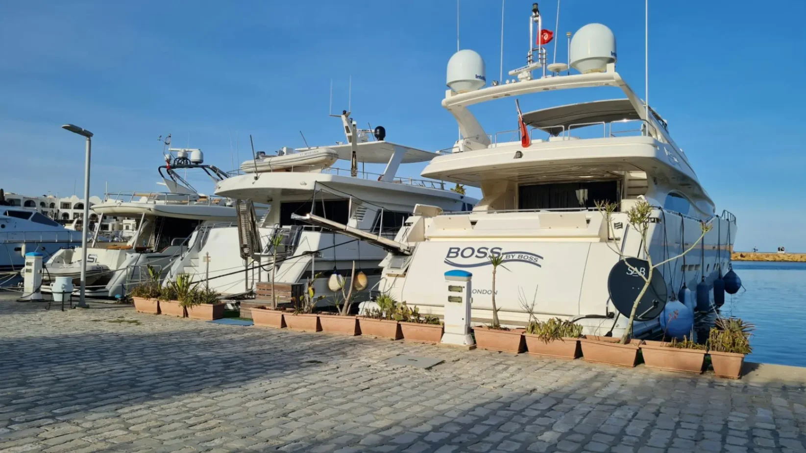 Boats Moored in the Port in Summer
